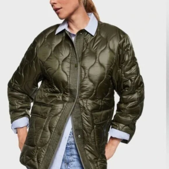Mango MNG quilted liner shacket coat jacket army green XS - Picture 1 of 6